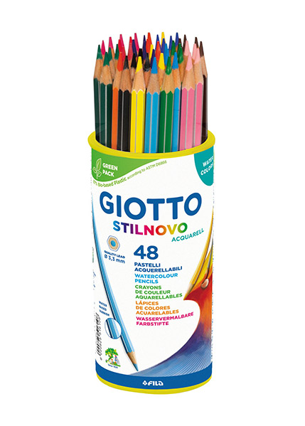 Artística Portento - Lapices de Colores Profesionales Giotto StilNovo  Aquarell en Lata. Incluye: Lápices de colores Giotto Stilnovo Aquarell Con  un largo de 18 cm. Barnizado en el mismo color de la